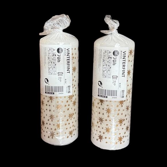 IKEA VINTERFINT Unscented White & Gold Tall Pillar Candle (Set of 2) - Picture 3 of 3